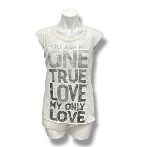 Princess Vera Wang Tank Top Burnout Rhinestone True Love T Shirt Tee Summer Sz L